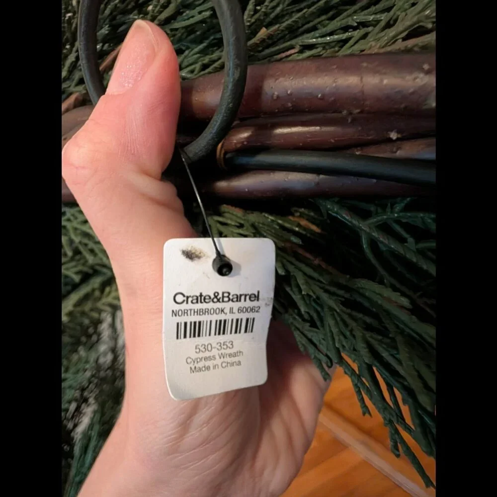 Crate & Barrel Faux Cypress Wreath 26 Inches NWT